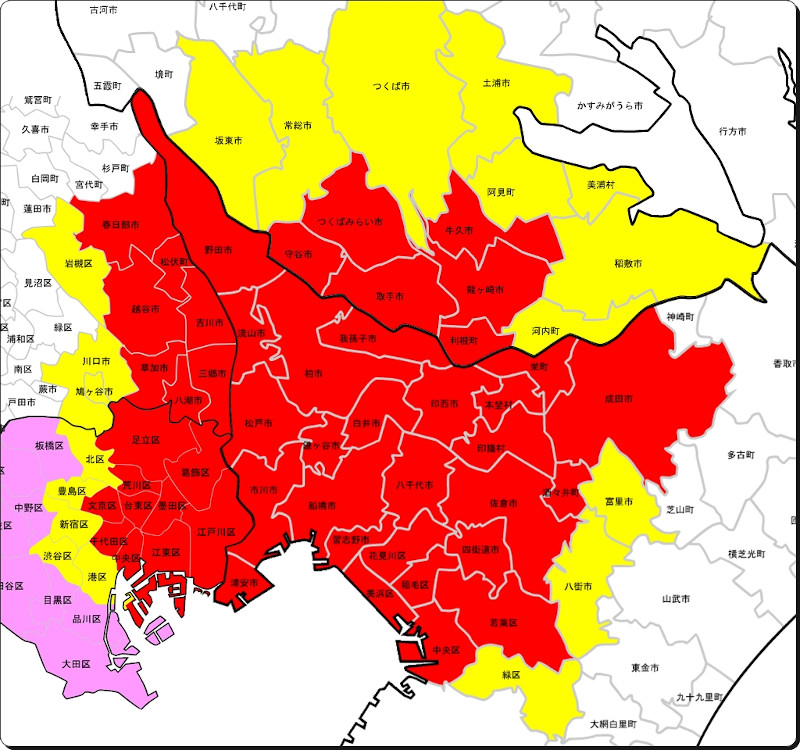 ハウスクリーニング・エアコンクリーニング対応エリア　千葉県、東京都、埼玉県、茨城県